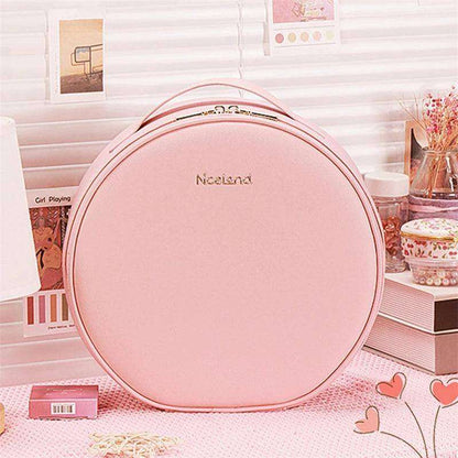 LED Makeup Bag w/ Mirror Lights Beauty Organizer PU Leather Cosmetic Case